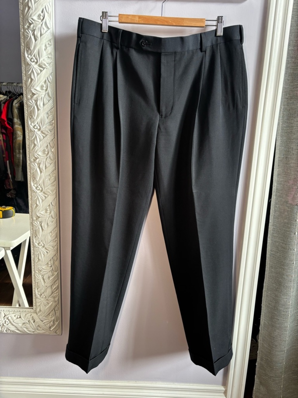 Brooks Brothers Black 1818 Maddison Pleated Dress Trousers with Cuffs